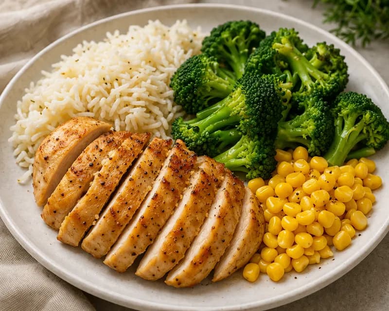 Kyllingebryst med broccoli og ris