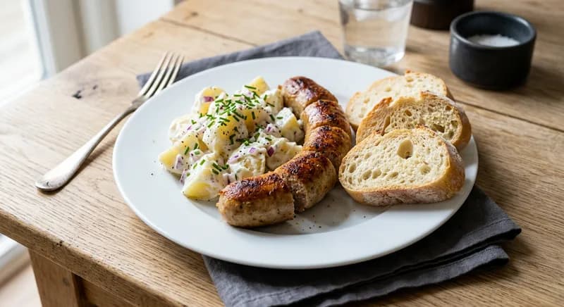 Medister med kartoffelsalat