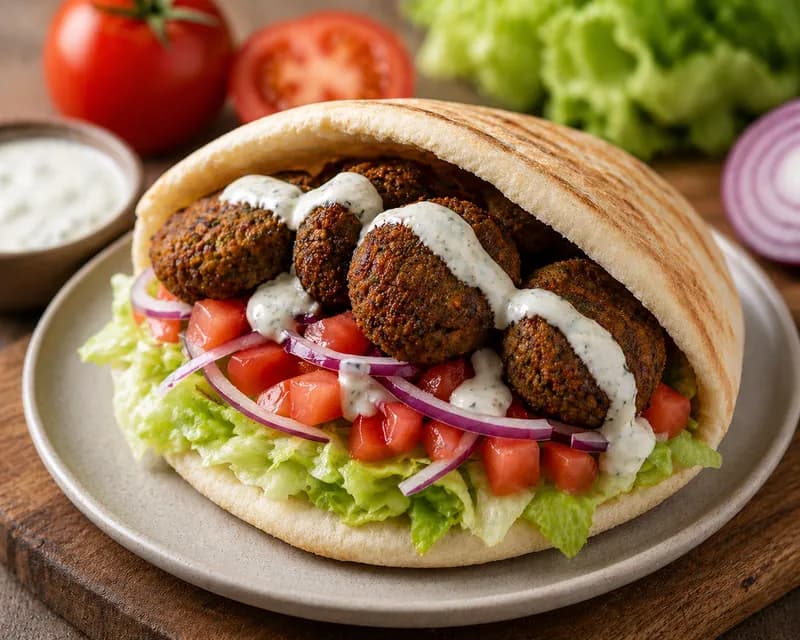 Pitabrød med falafel