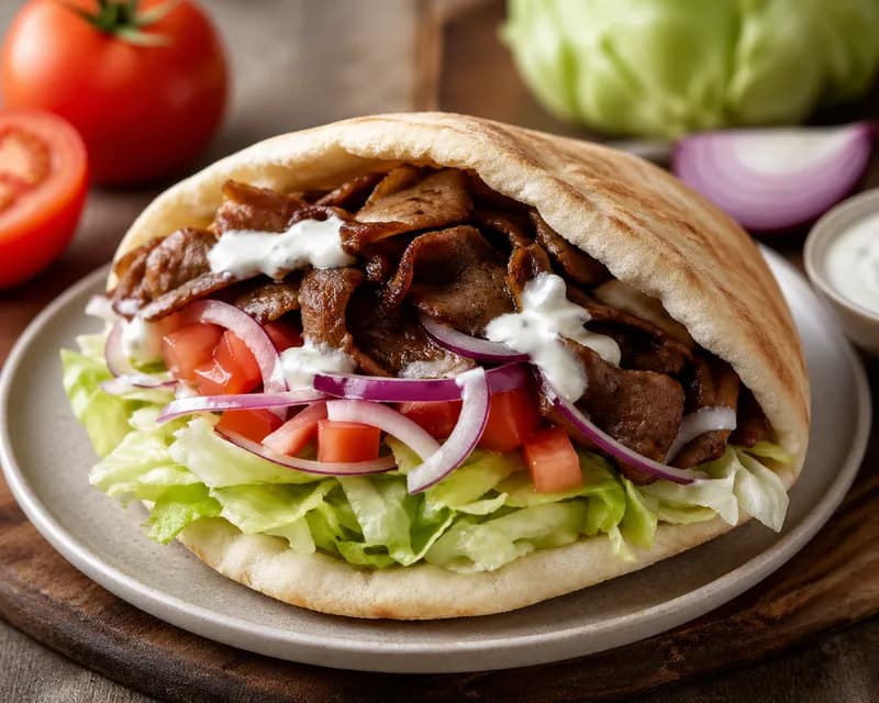 Pitabrød med kebab