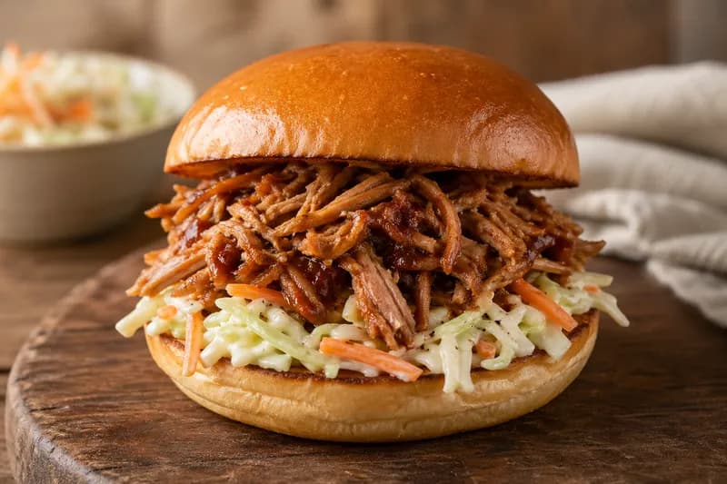 Pulled pork burger med coleslaw